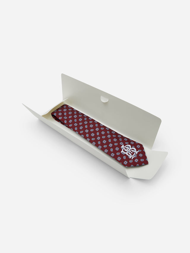 monogram tie red paisley
