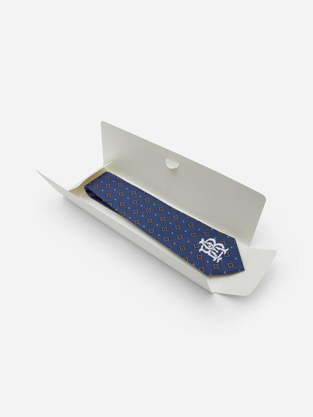monogram tie blue