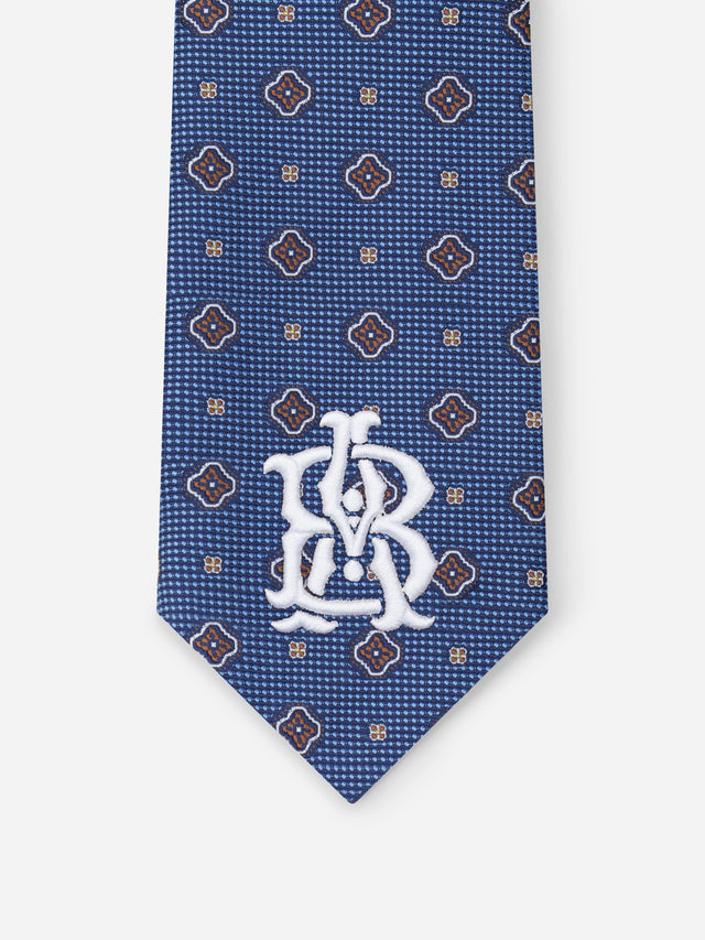monogram tie blue